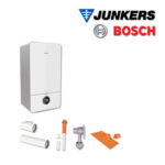 Junkers Bosch GC734C mit Brennwert-Kombitherme GC7000iW 28 C, Abgas Dach rot