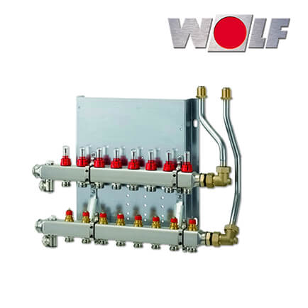 wolf-2072433-1 Wolf CAT Heizkreisverteiler manuell CUC-B 4 Heizkreise, mit Durchflussmesser