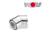 Wolf Abgasrohrbogen konzentrisch 45°, DN110/160 aus Edelstahl / Polypropylen
